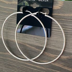 925 Sterling Silver Diamond cut Hoops Extra Large
